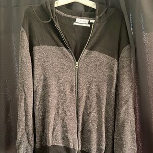 Calvin Klein Black & Gray Zip-Up Hooded Sweater